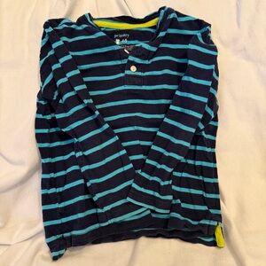 Primary Navy and Teal Striped Long Sleeve Tee EUC SZ 4-5